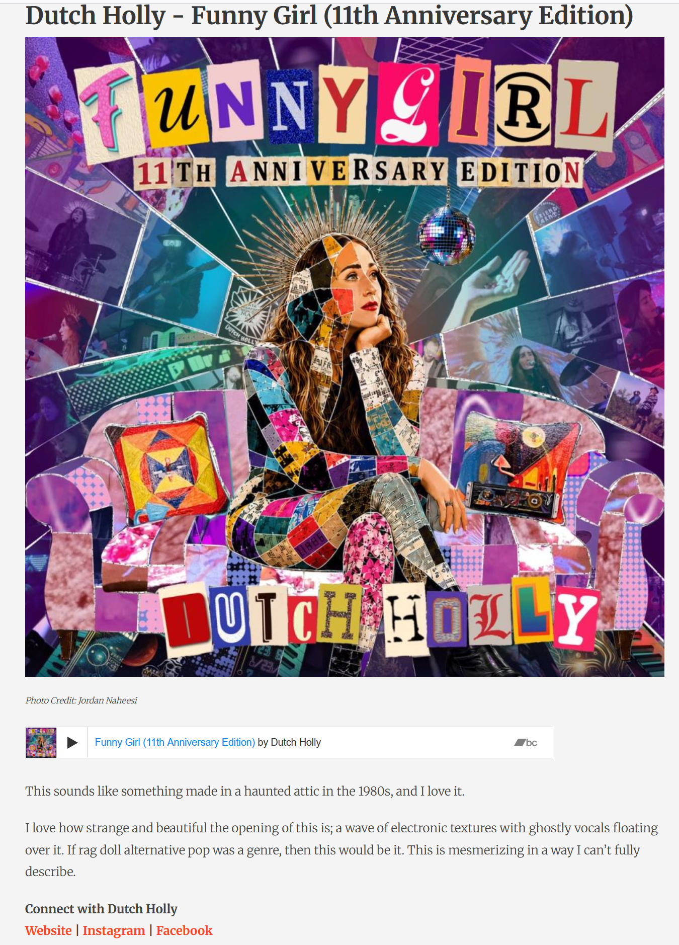 MusicNGear Feature of Dutch Holly's tune Funny Girl (11th Anniversary Editition)